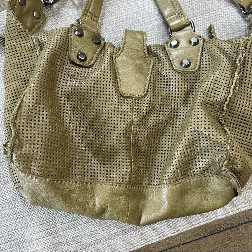 Linea Pelle Soft Leather Olive Green Messenger Bag